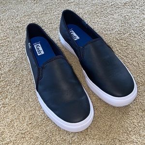 Keds Black Leather Slip Ons